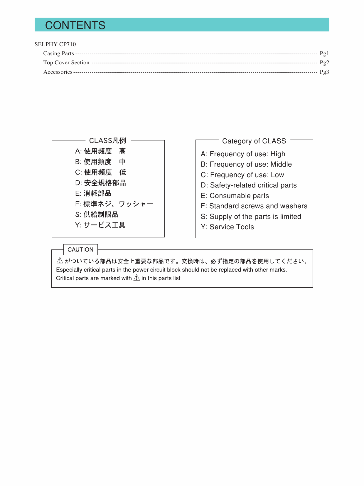 Canon SELPHY CP710 Parts Catalog Manual-3